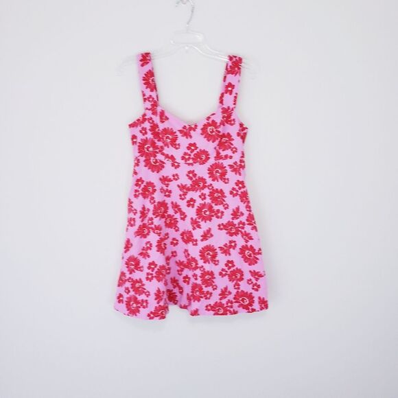 Draper James Henrietta Mini Dress Pink Dress with Red Floral Pattern Size 10 - Picture 4 of 10